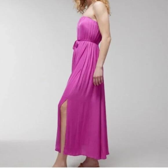 SOMA Crinkle Satin Oversized Maxi Bra Dress Color: ORCHID DAZE Size: S - Picture 1 of 4